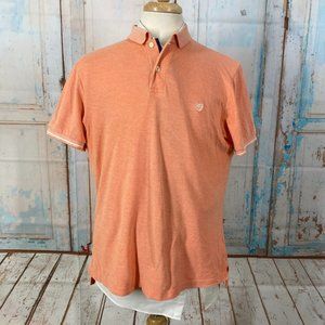 Chaps Natural Stretch Orange Polo Tee Shirt Mens Large Collared Logo Casual Golf